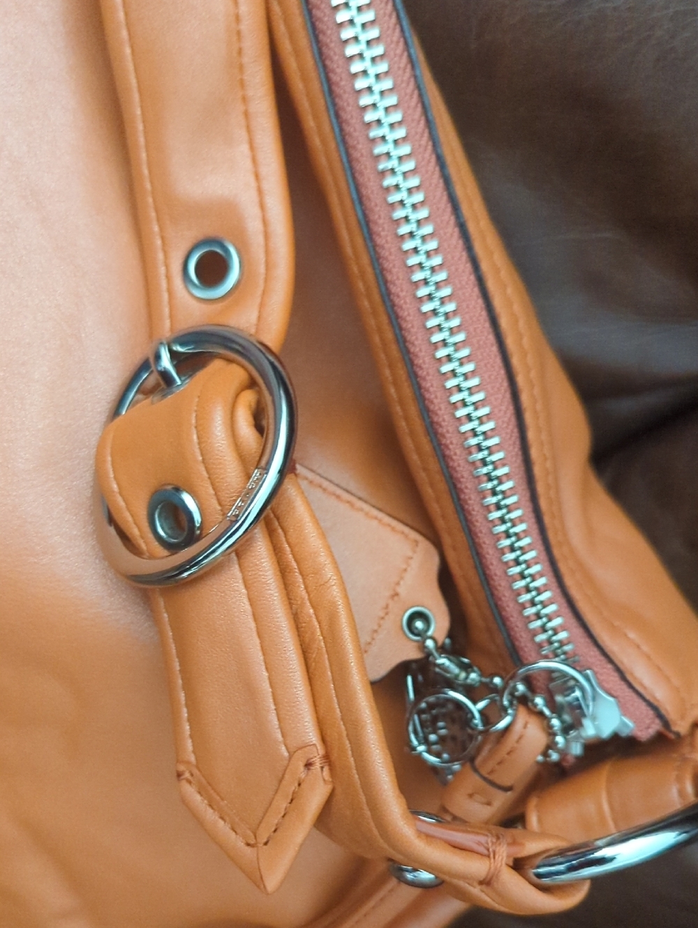 Coach Ali Orange Leather Hobo Shoulder Bag - Picture 7 of 15